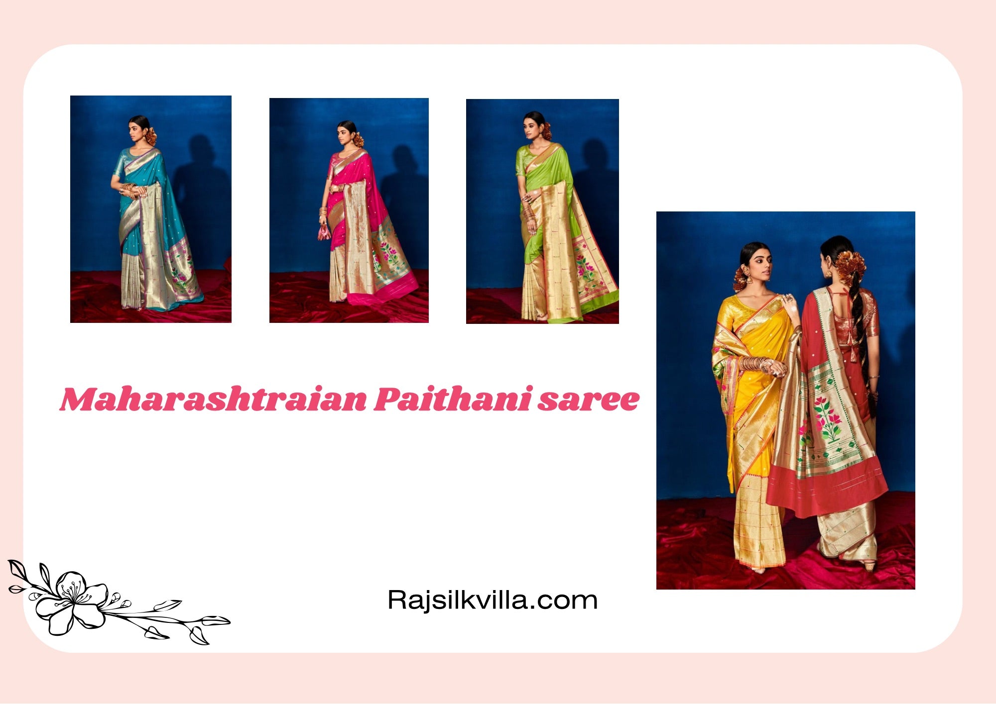 Shop Copper Zari Paithani Silk Saree Blouse Designs Online – Sunasa