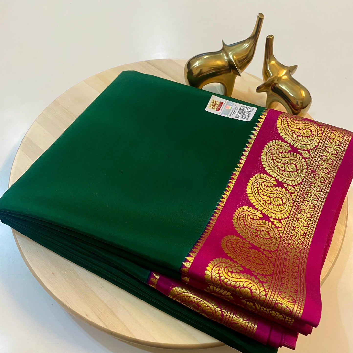 Pure Mysore Silk Saree | 110 grams | KSIC MANGO BORDER