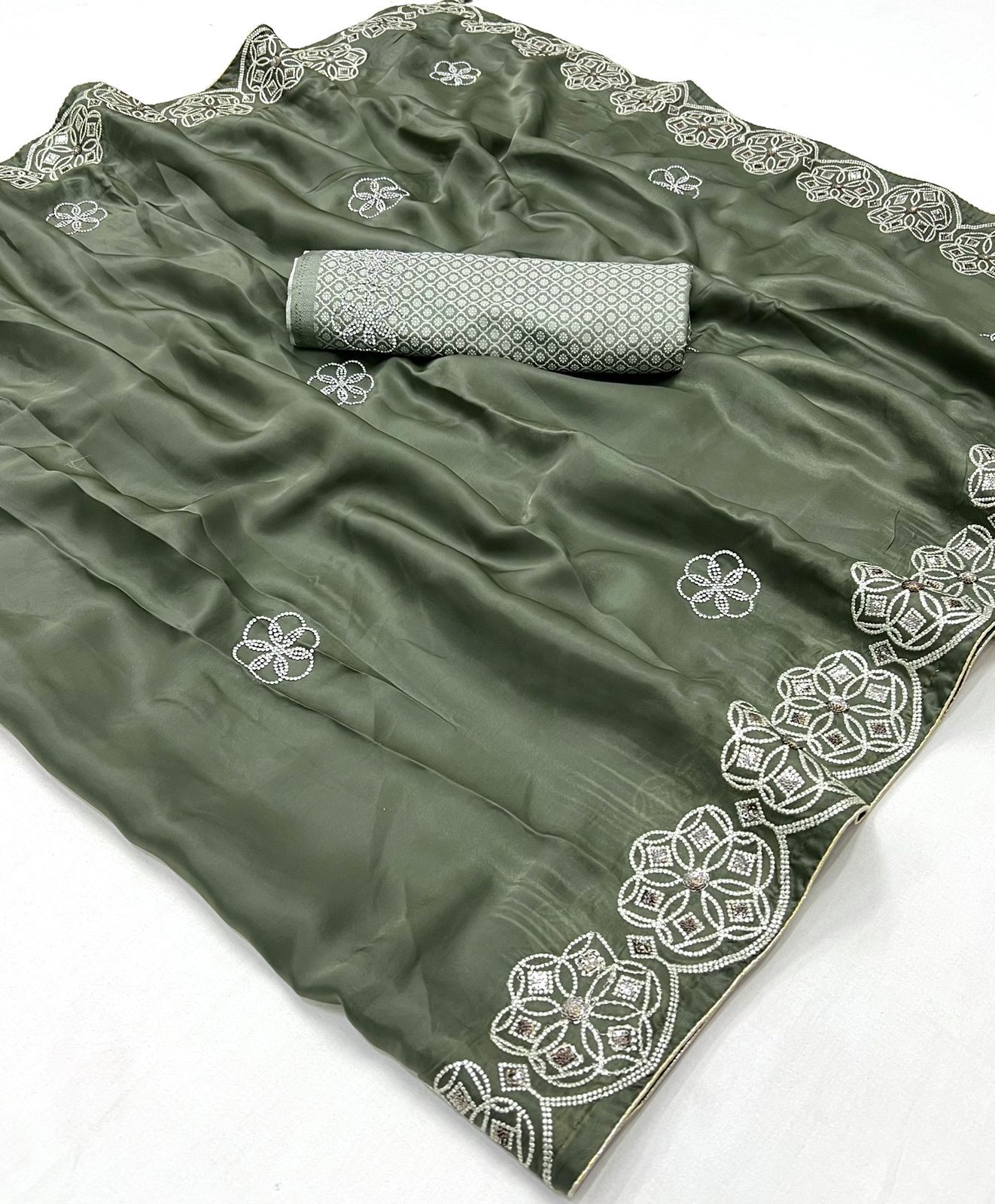 Pure Soft Dola Silk Saree | Designer Embroidery