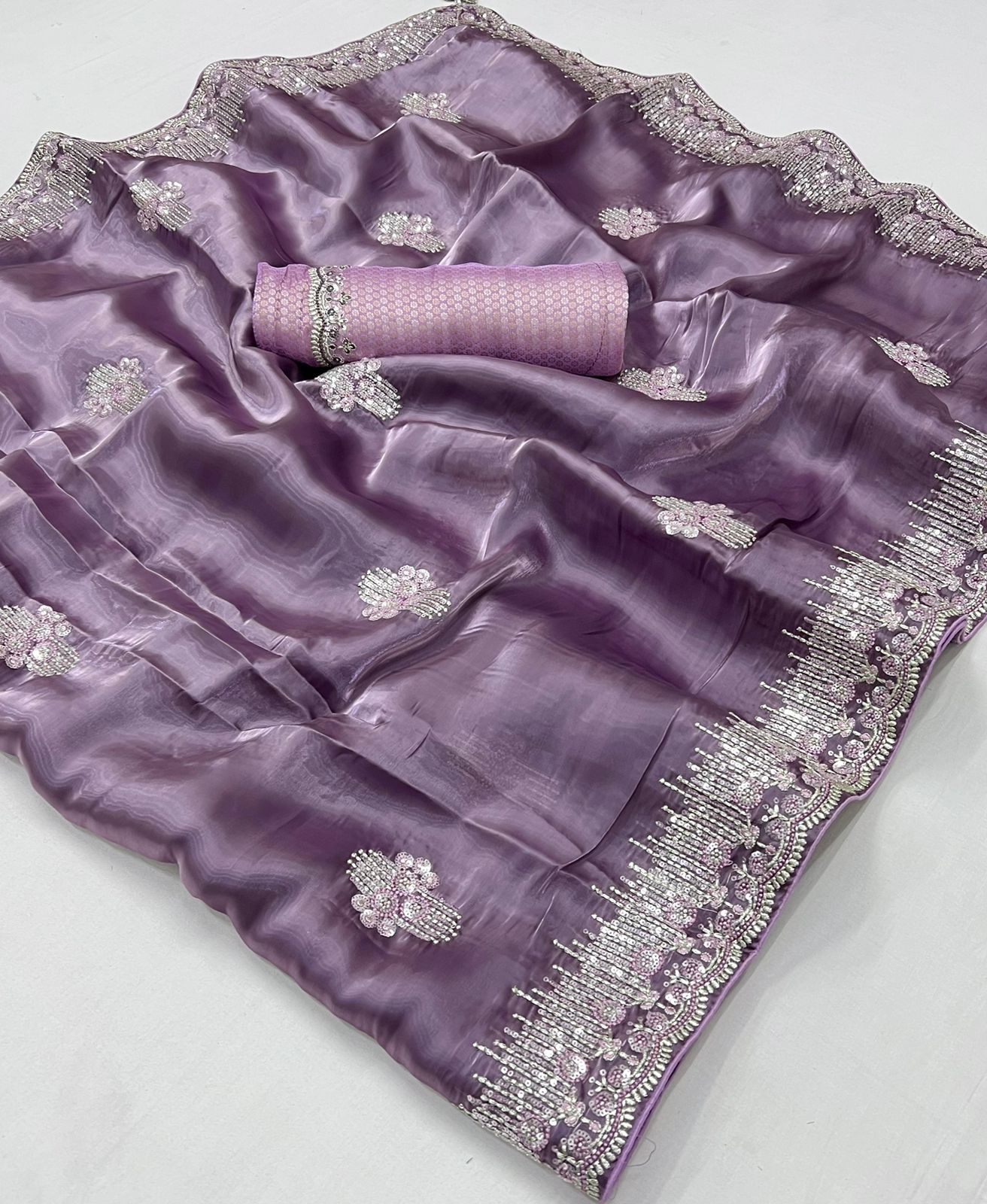 Pure Soft Dola Silk Saree | Designer Embroidery