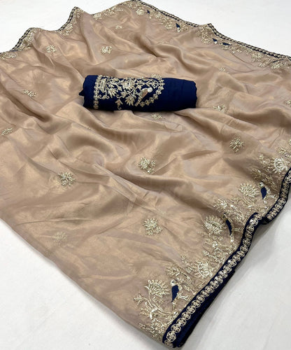 Pure Soft Dola Silk Saree | Designer Embroidery