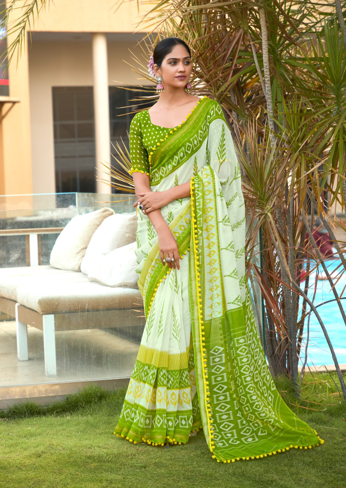 Mul Mul Printed Saree