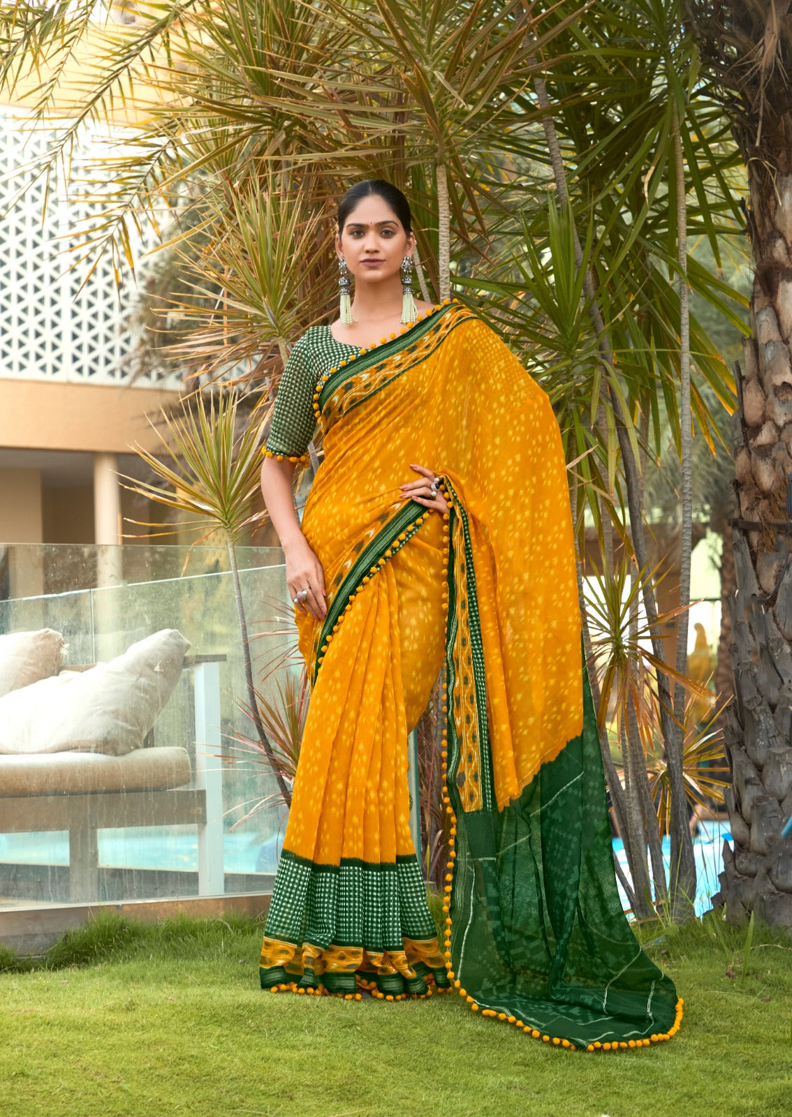 Mul Mul Printed Saree