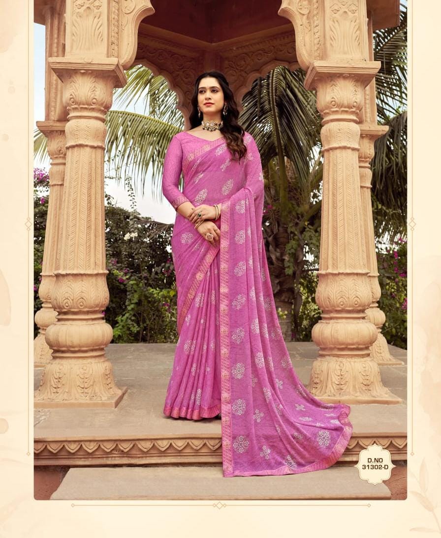 Chiffon Saree With Banarasi Border