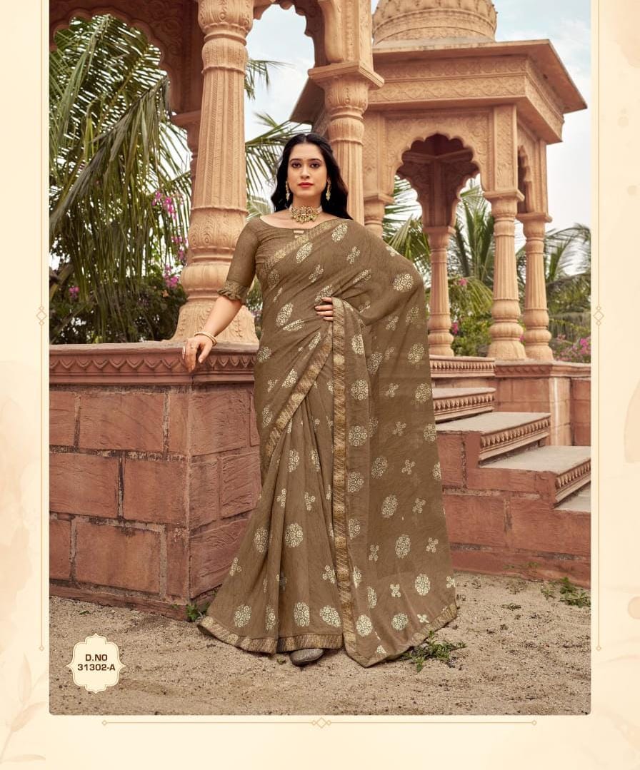 Chiffon Saree With Banarasi Border