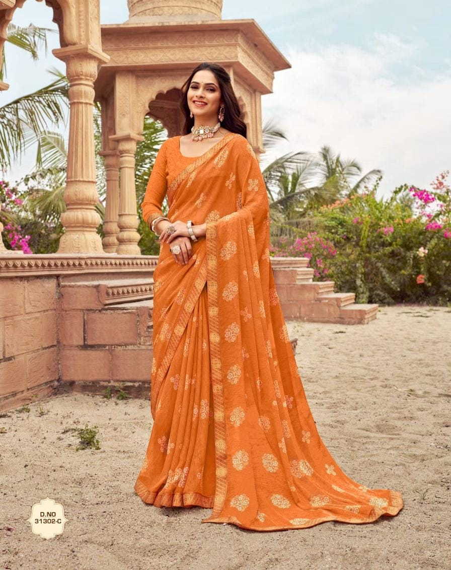 Chiffon Saree With Banarasi Border