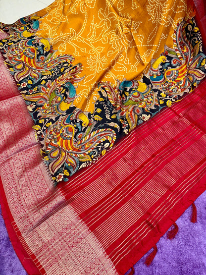 Printed Kalamkari Silk Saree