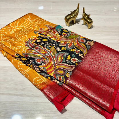 Printed Kalamkari Silk Saree