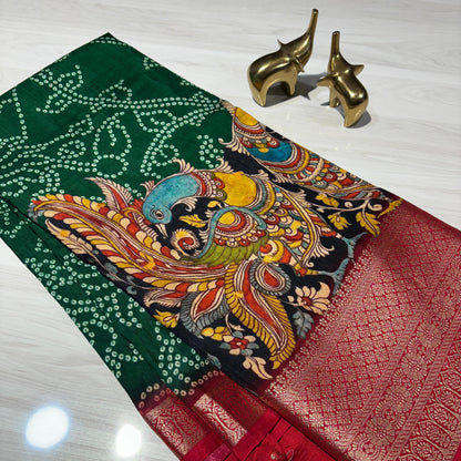 Printed Kalamkari Silk Saree