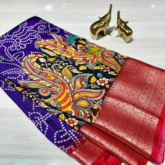 Printed Kalamkari Silk Saree