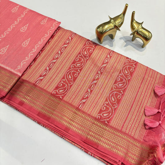 Khadi Ikkat Weaving Butta Saree