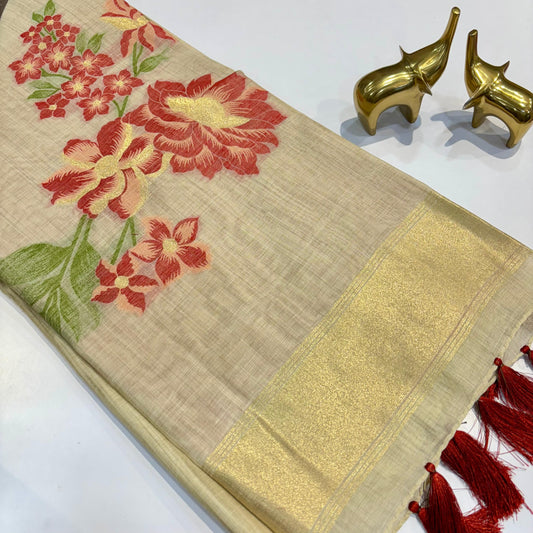 Khadi Linen Silk Saree