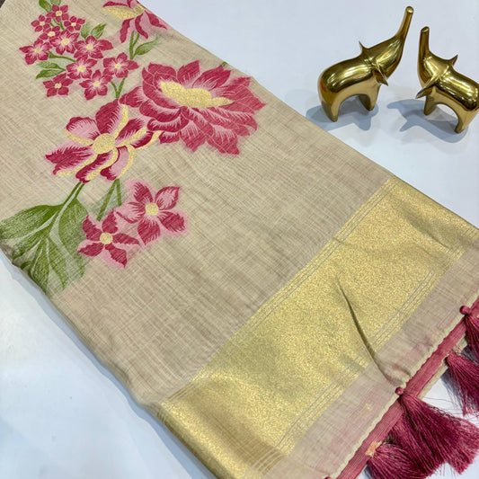 Khadi Linen Silk Saree