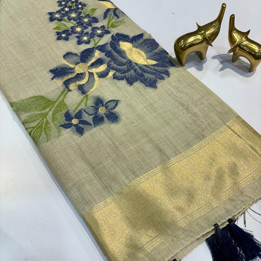 Khadi Linen Silk Saree