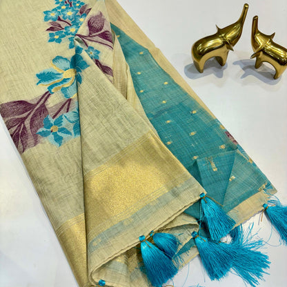 Khadi Linen Silk Saree