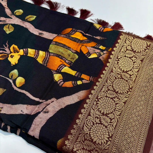 Printed Kalamkari Silk Saree