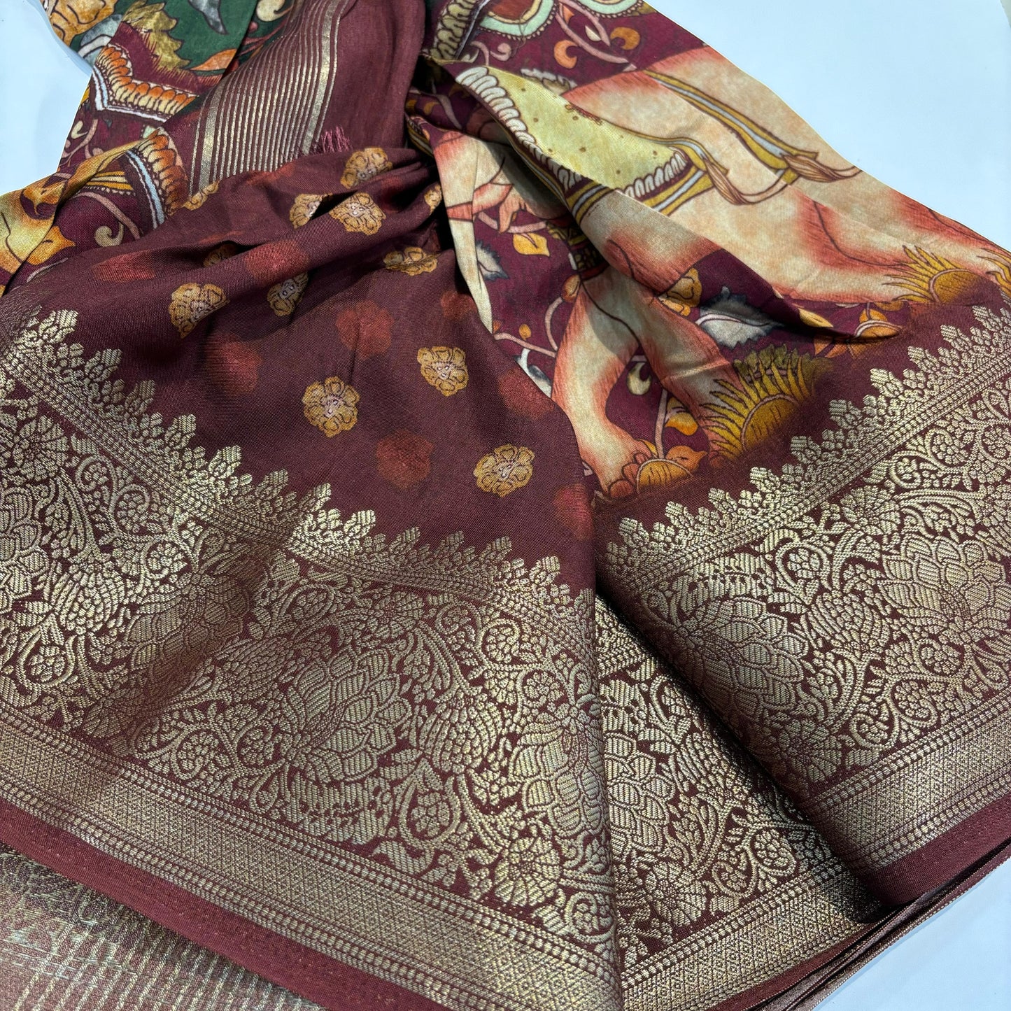 Printed Kalamkari Silk Saree