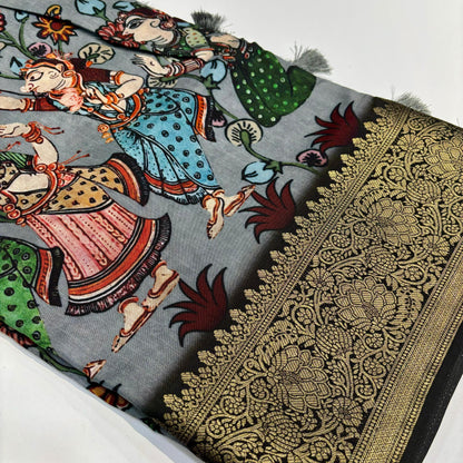 Printed Kalamkari Silk Saree