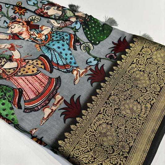 Printed Kalamkari Silk Saree