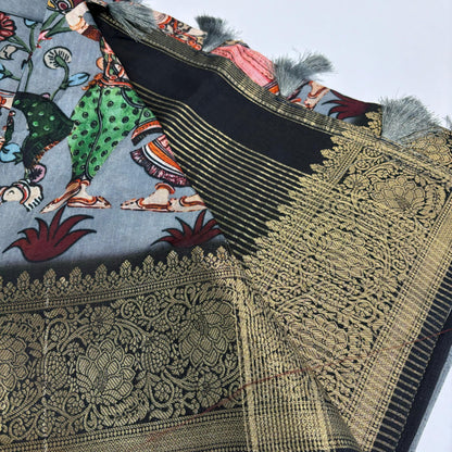 Printed Kalamkari Silk Saree