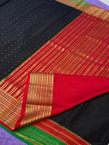 Pure Mysore Silk Saree | 120 grams | 3D Contrast