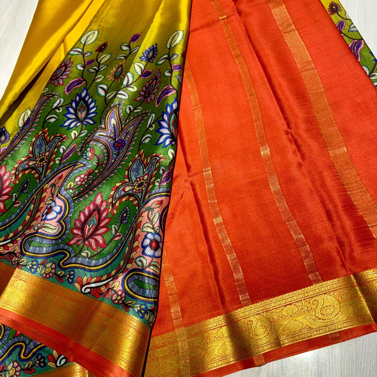 Printed Mysore Silk Saree