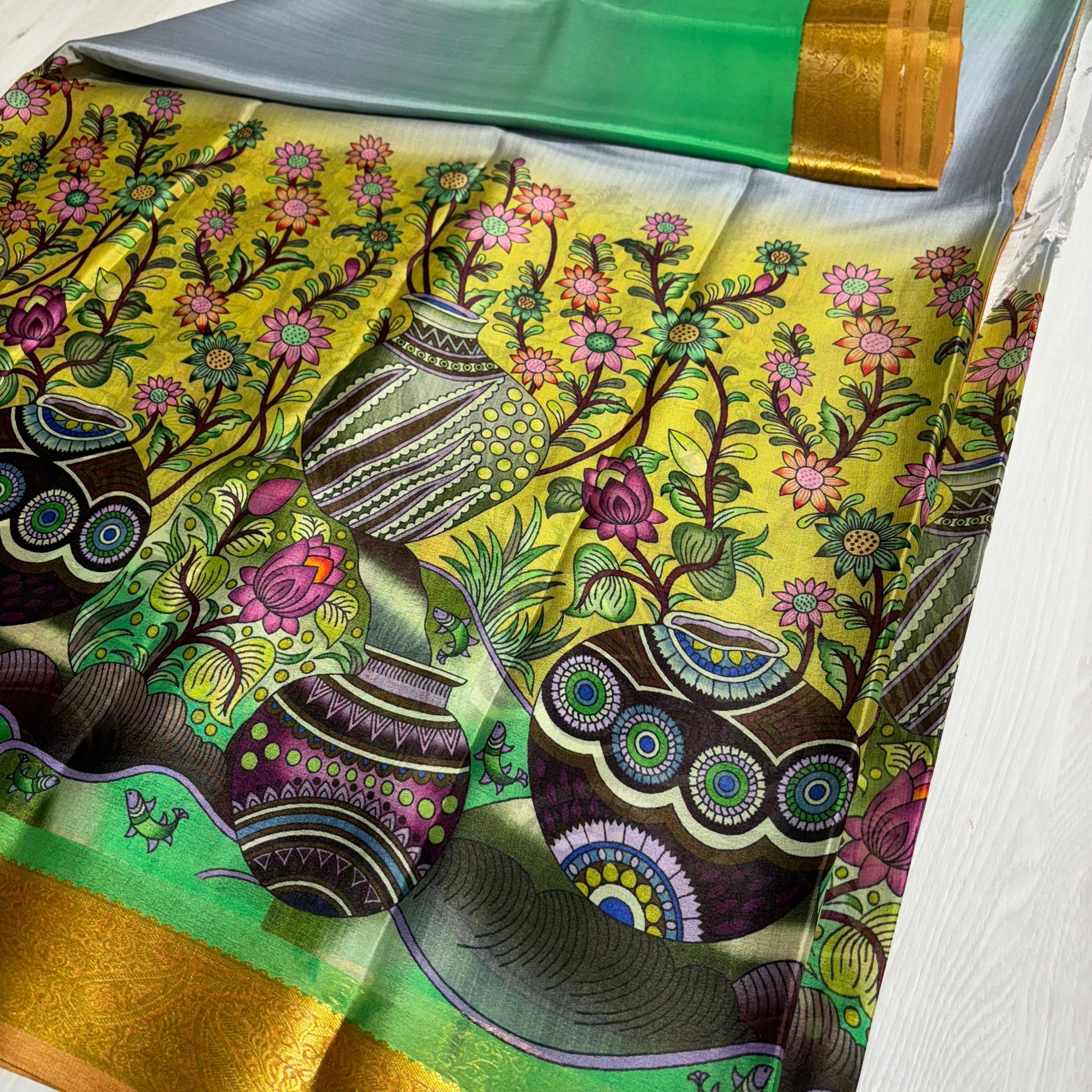 Printed Mysore Silk Saree