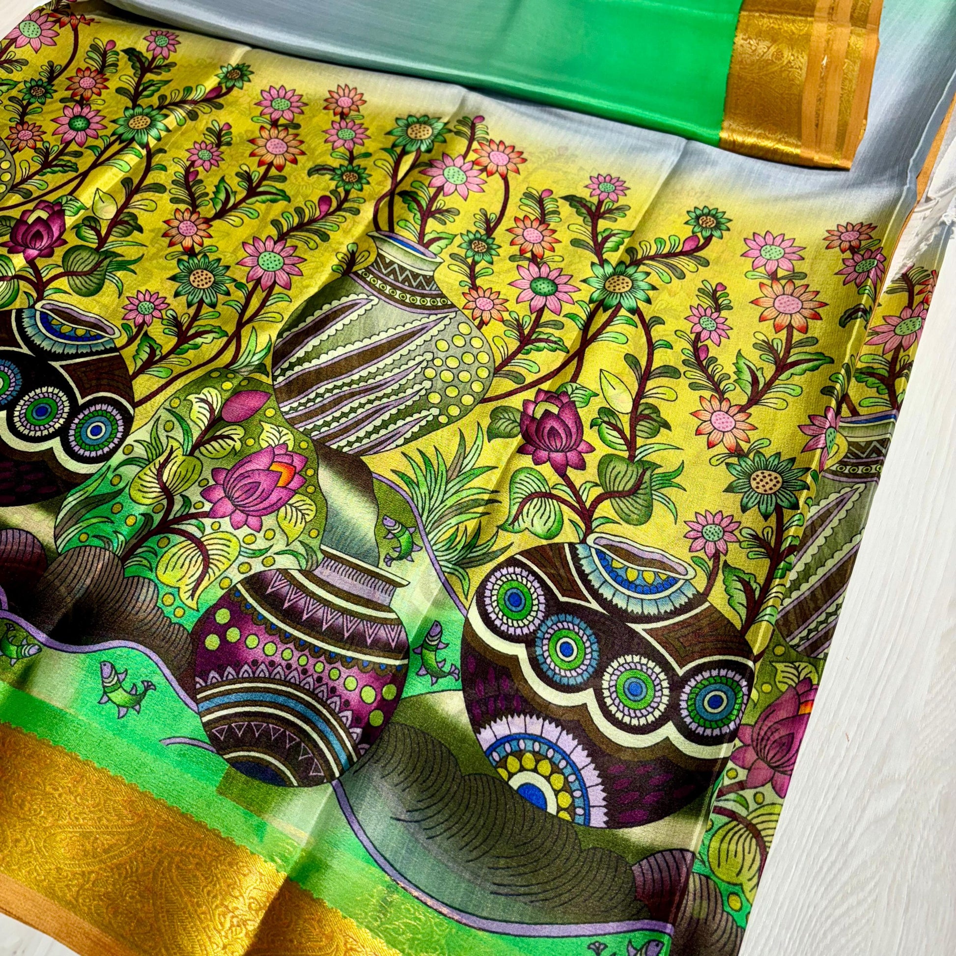 Printed Mysore Silk Saree