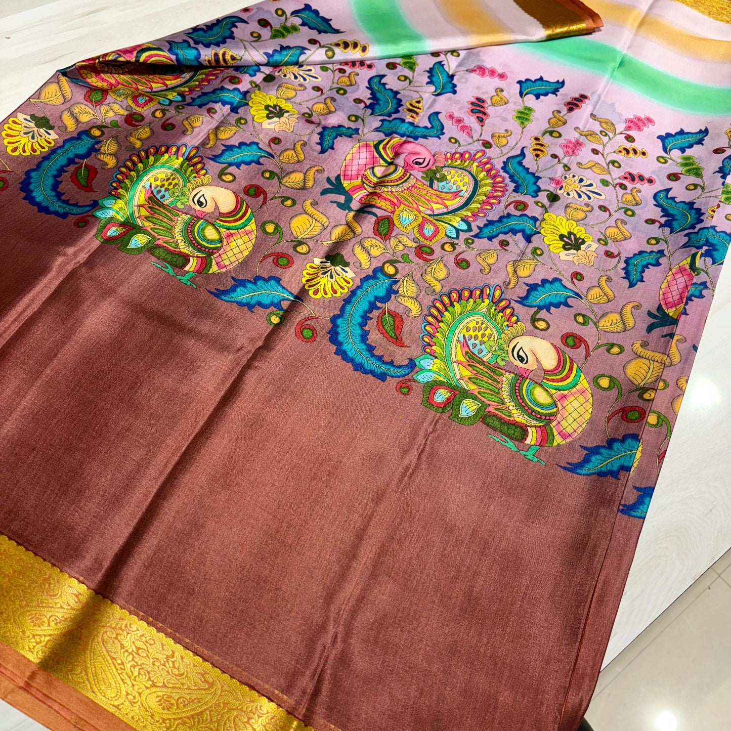 Printed Mysore Silk Saree