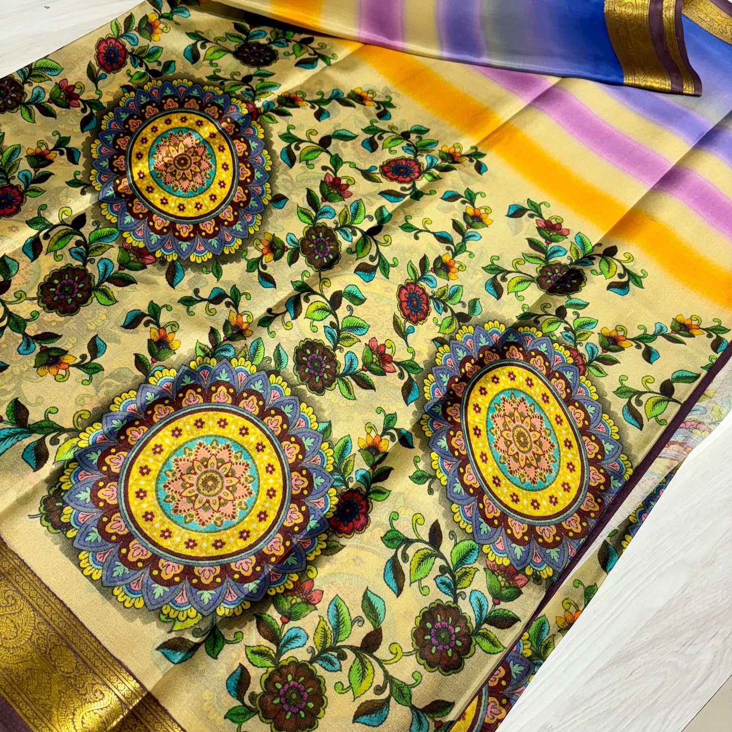 Printed Mysore Silk Saree