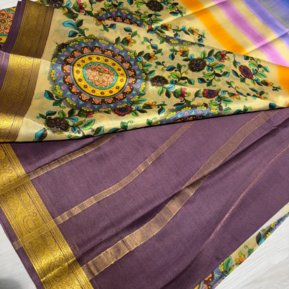 Printed Mysore Silk Saree