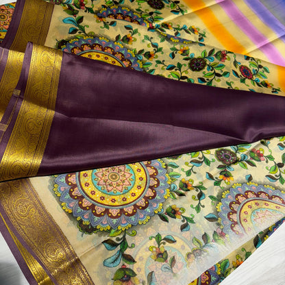 Printed Mysore Silk Saree