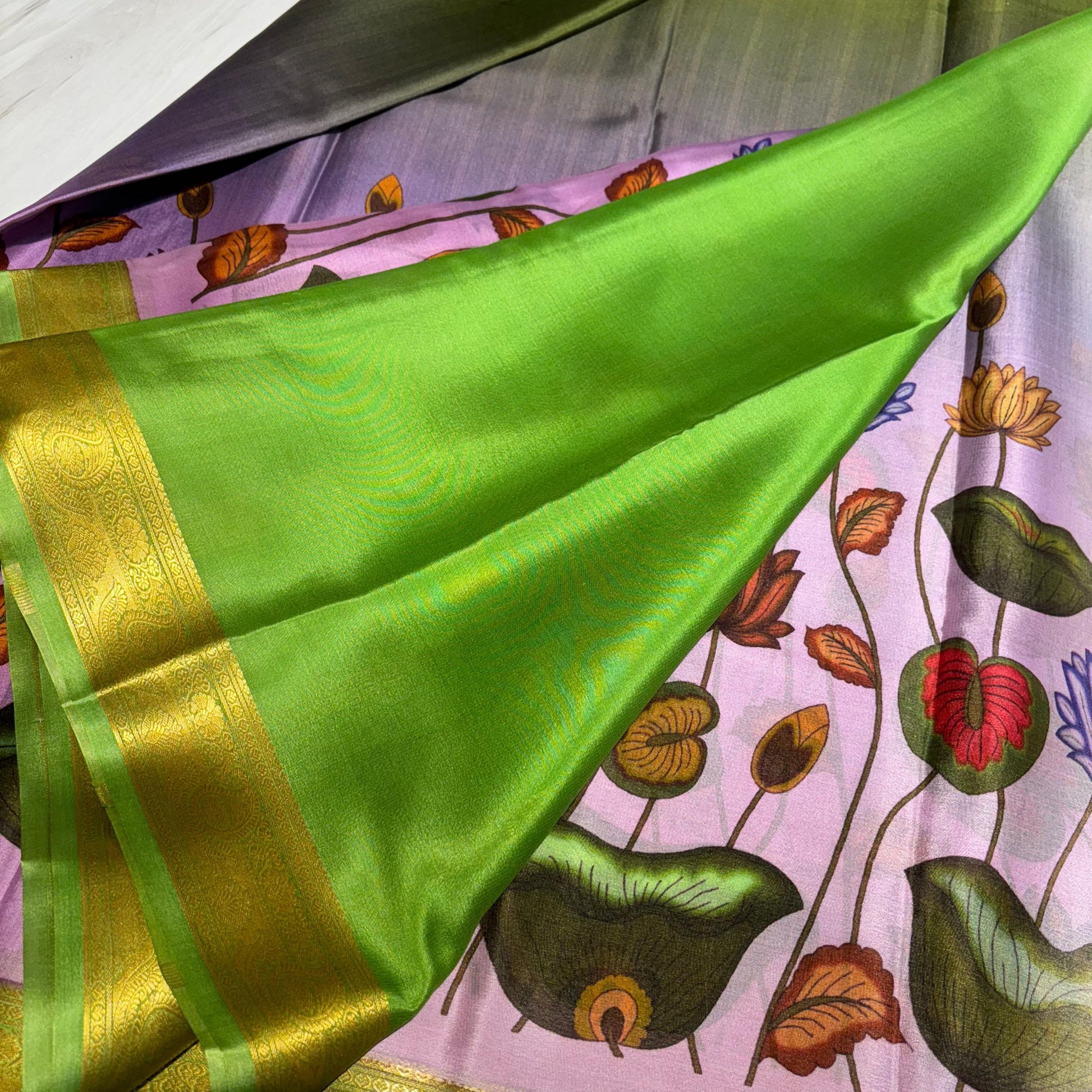 Printed Mysore Silk Saree