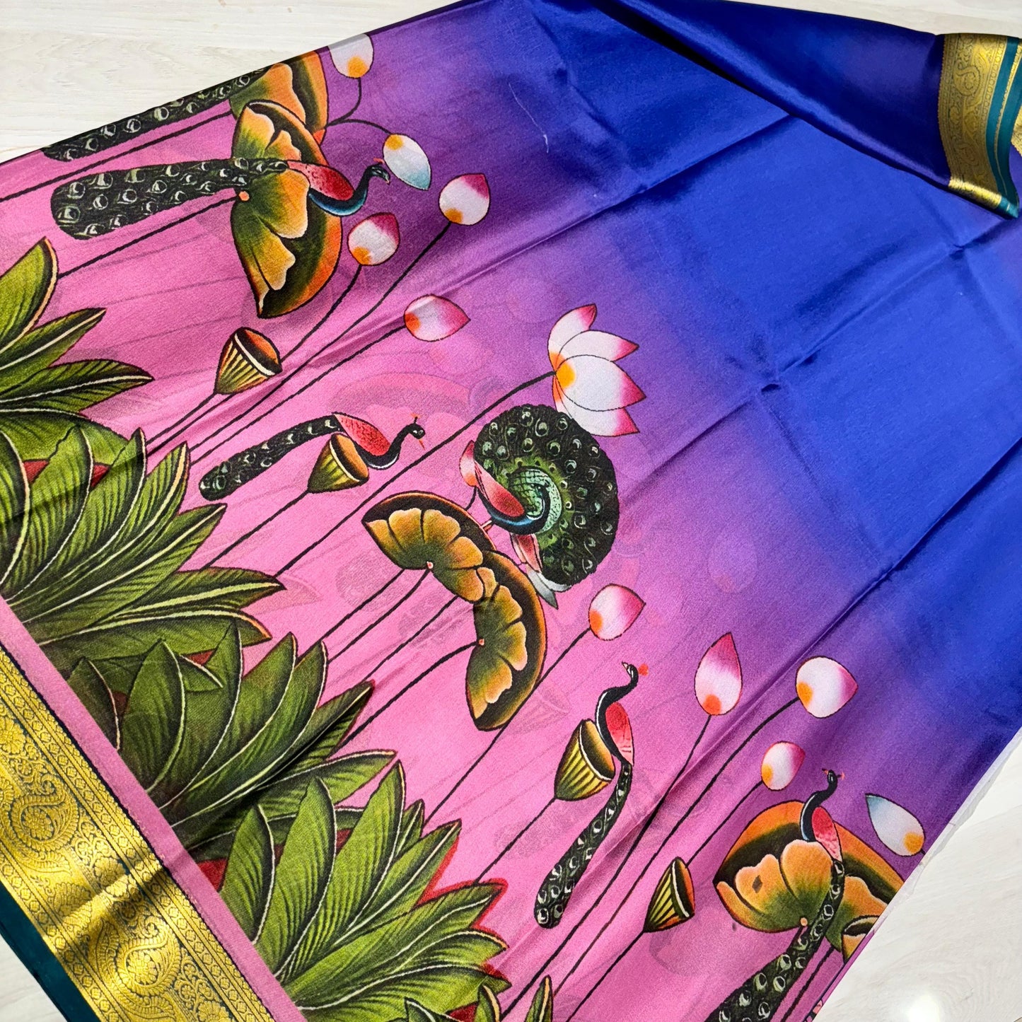 Printed Mysore Silk Saree