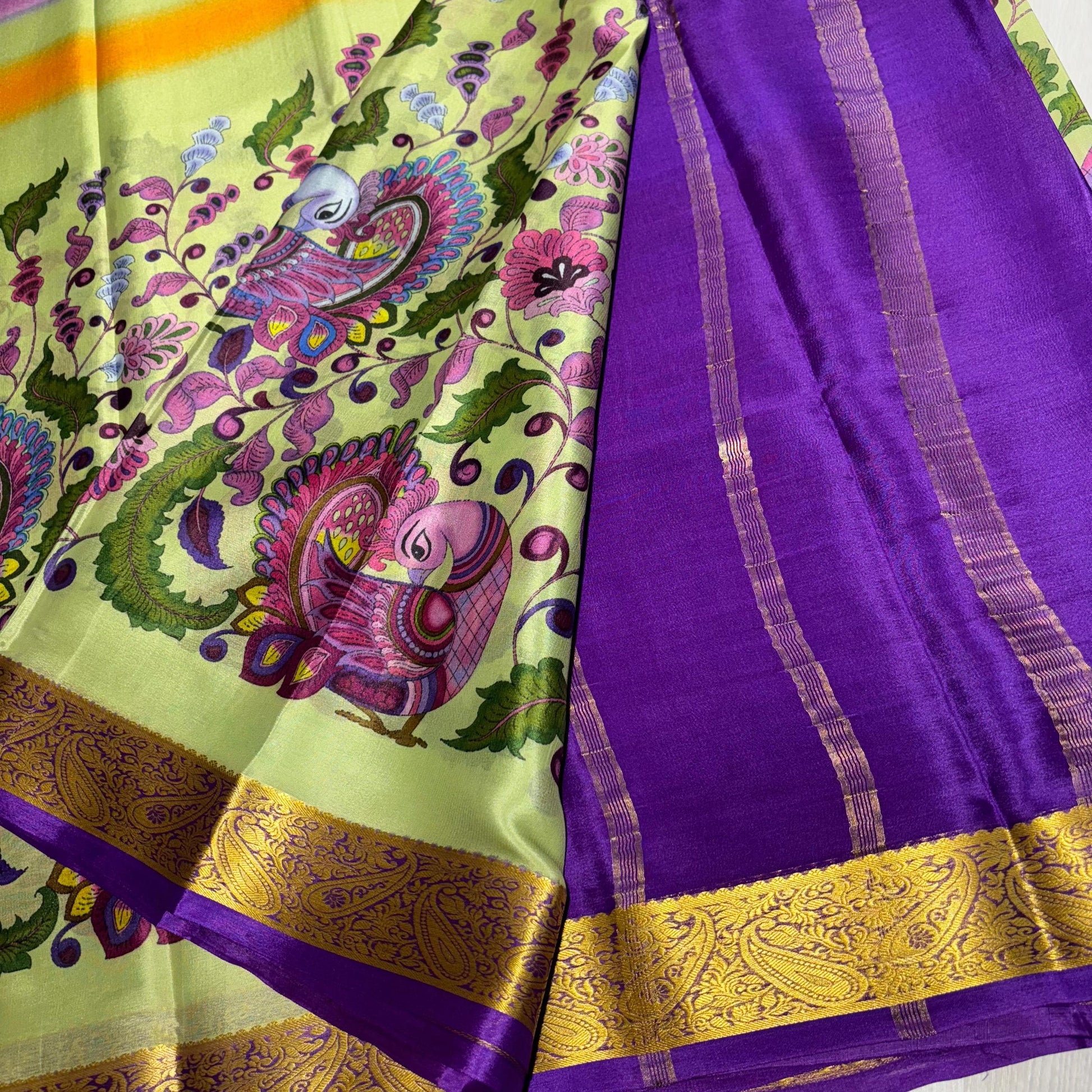 Printed Mysore Silk Saree