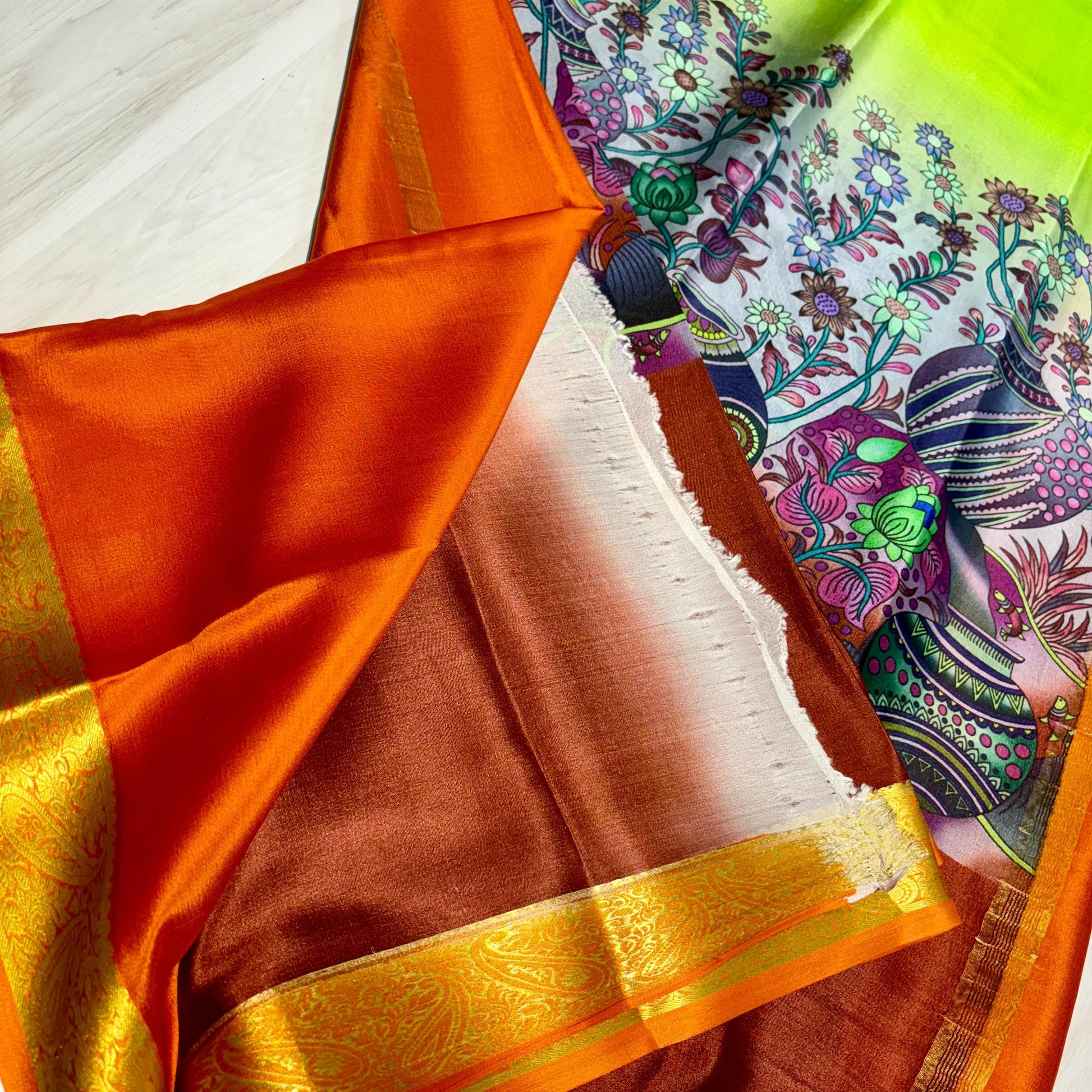 Printed Mysore Silk Saree