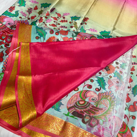 Printed Mysore Silk Saree