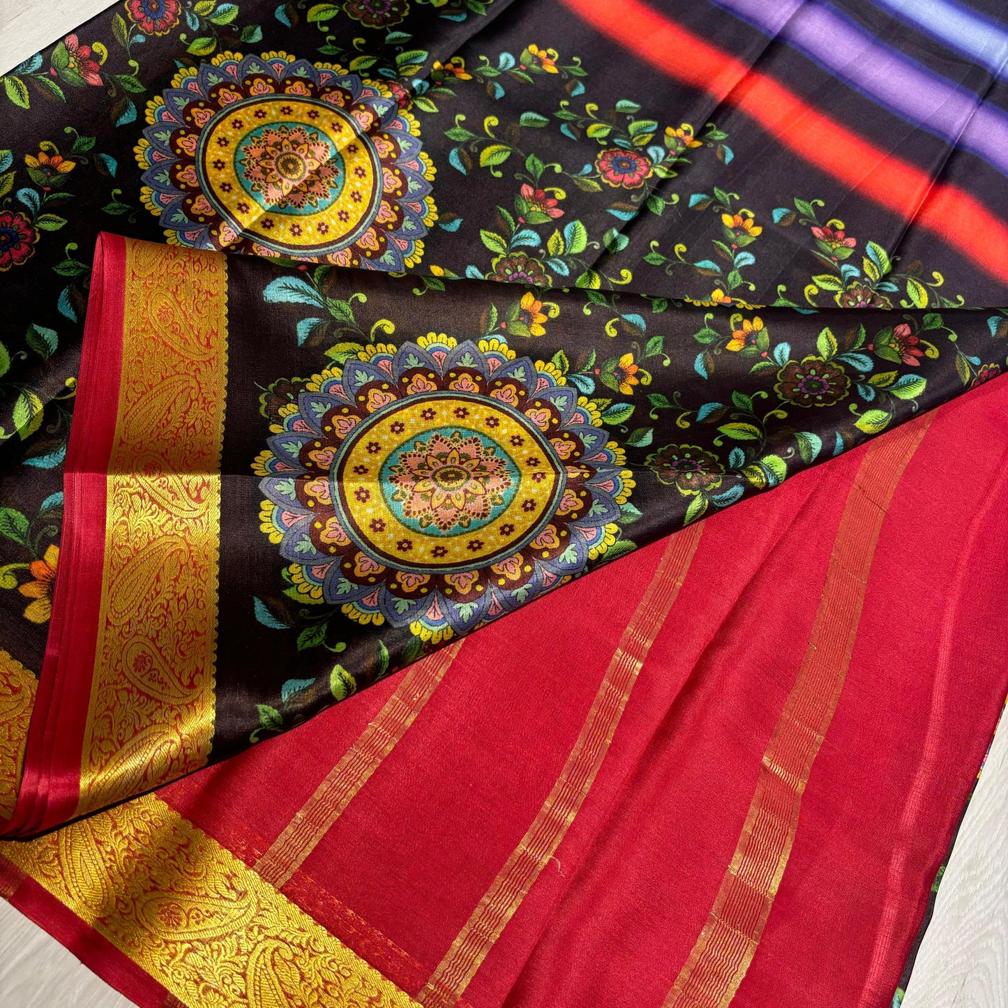 Printed Mysore Silk Saree