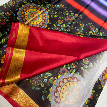 Printed Mysore Silk Saree