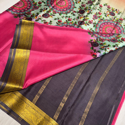 Printed Mysore Silk Saree