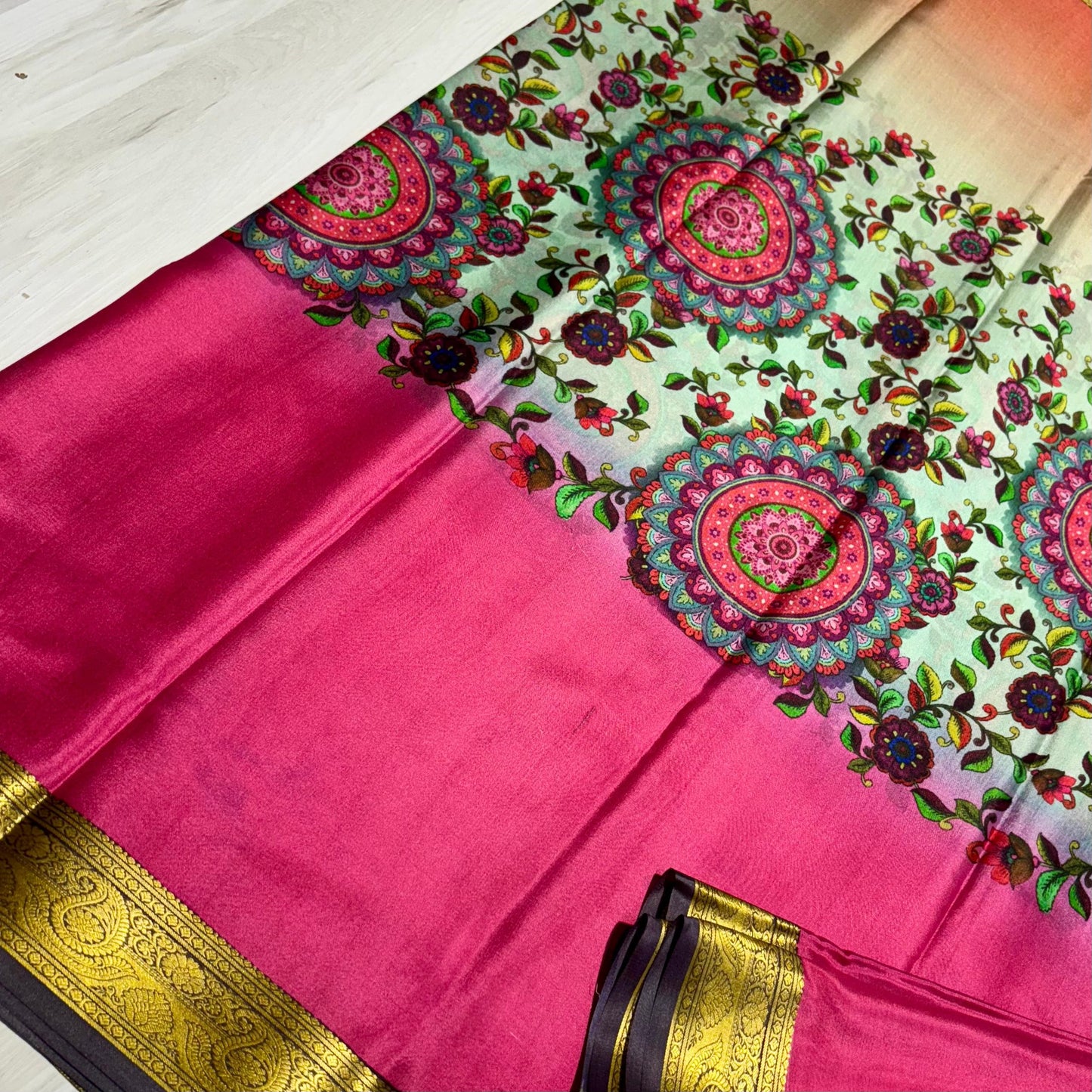 Printed Mysore Silk Saree