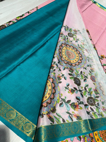 Printed Mysore Silk Saree