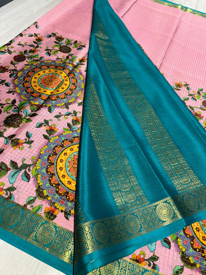 Printed Mysore Silk Saree