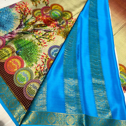 Printed Mysore Silk Saree