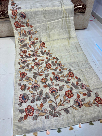 Printed Linen Gold Saree