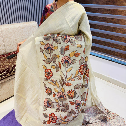 Printed Linen Gold Saree