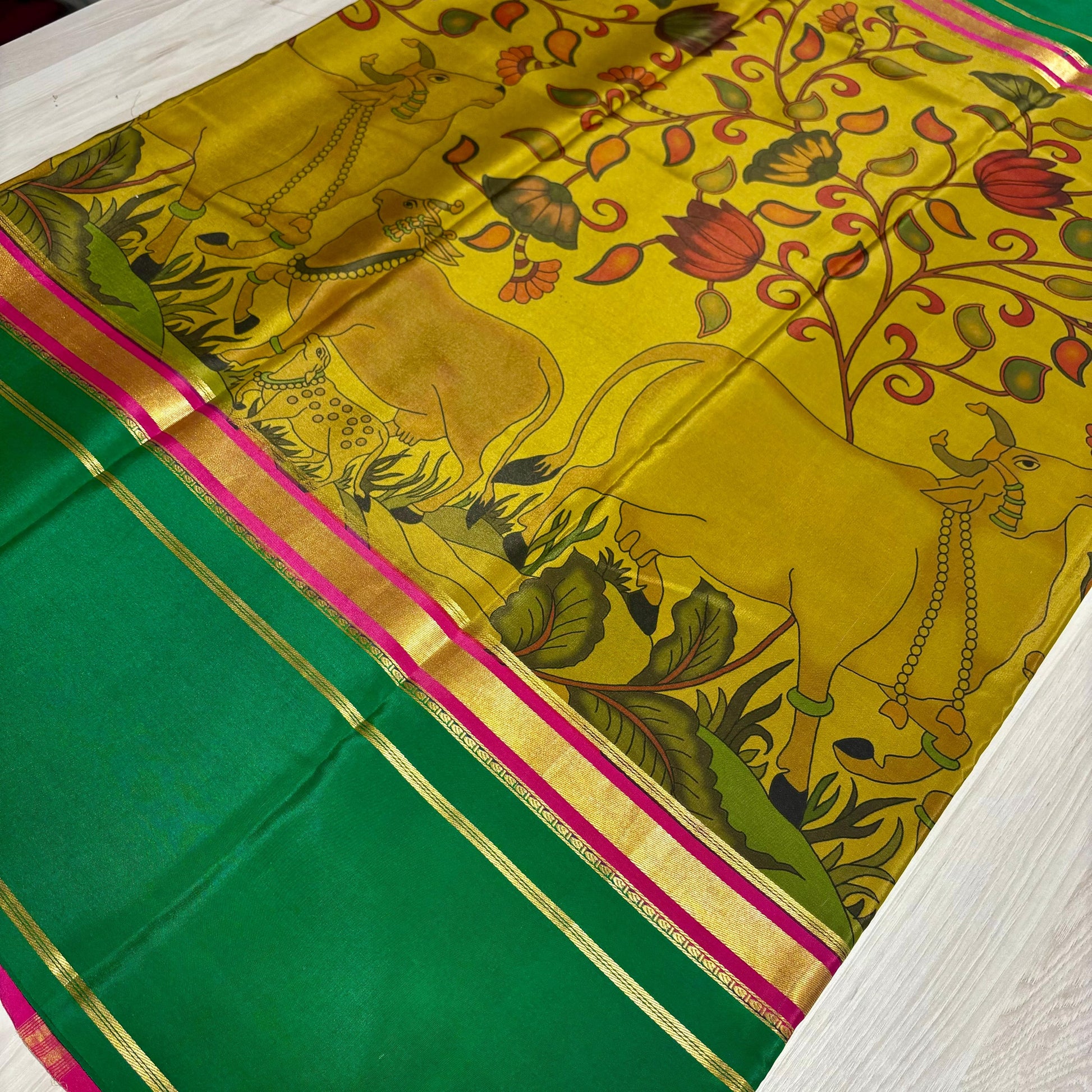 Printed Mysore Silk Saree