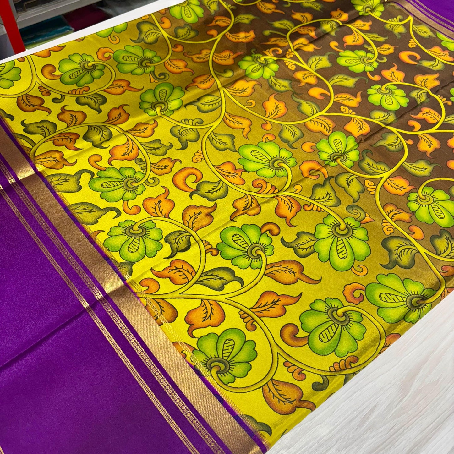 Printed Mysore Silk Saree