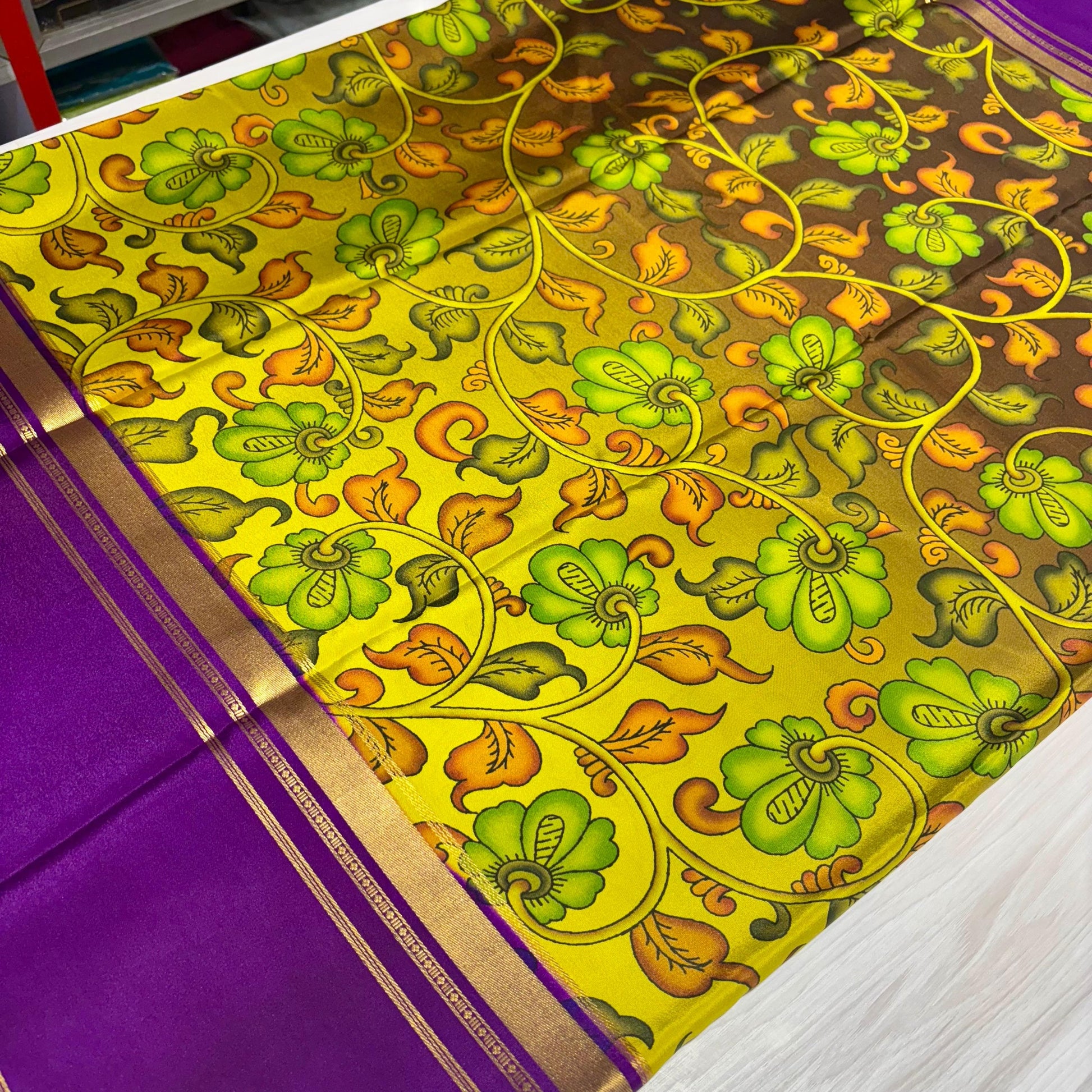 Printed Mysore Silk Saree