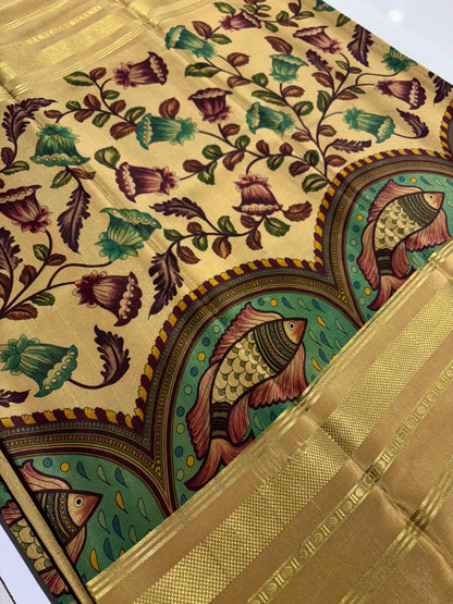 Printed Mysore Silk Saree